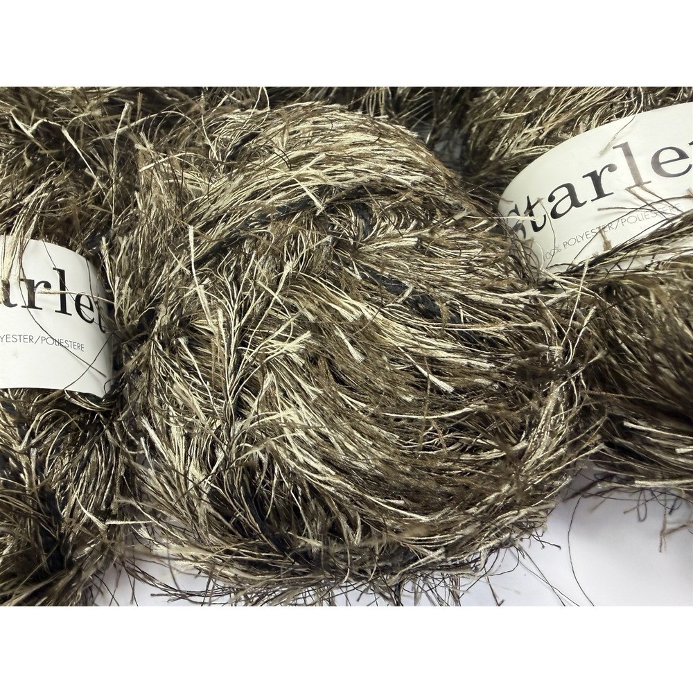Lang Yarns Starlet Eyelash Made In Italy 100% Polyester Lot Of 9 Brown - Picture 2 of 8